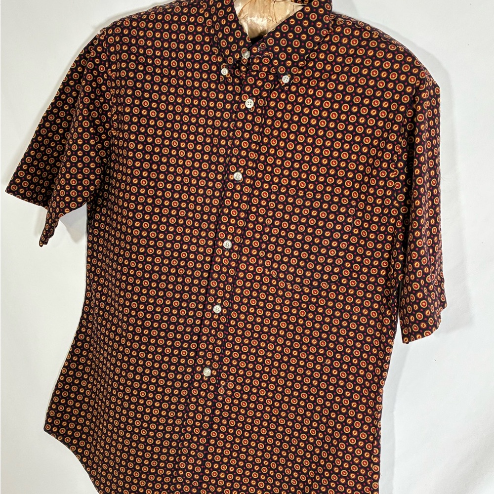 Vintage Men's 15-15.5 Geometric‎ Print Short Sleeve Shirt Button Down Collared